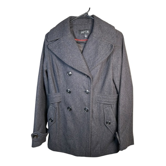 Apt 9 Peacoat Gray/ charcoal  Size Small Collared Wool Blend - Picture 1 of 8